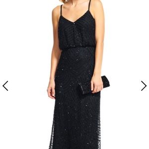 Adrianna Papell Art Deco Blouson Beaded Gown